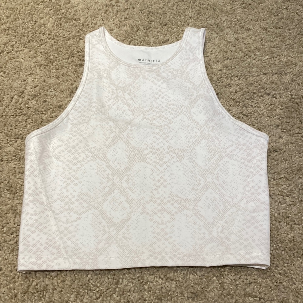 WHITE / SHIMMERY SNAKE SKIN ATHLETA SKIN-TIGHT TANK TOP
